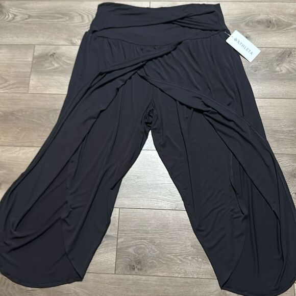 Athleta Release Black High Rise Travel Casual Front Split Crop‎ Pants Size 2X - Picture 5 of 13